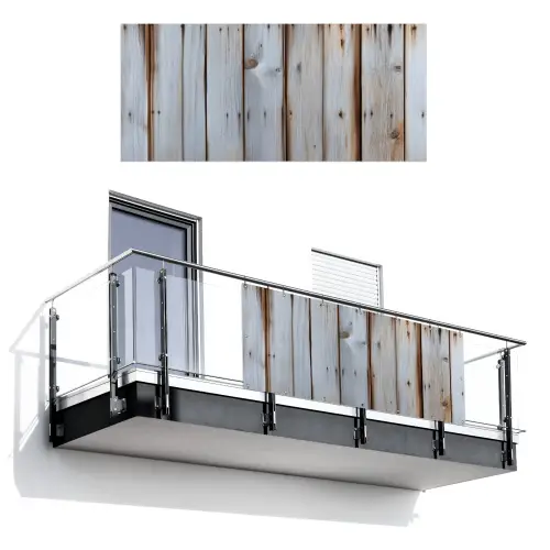 Hout - Planken - Verweerd Balkonbeschermer Duitsland klein -3d
