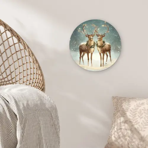 Kerstmagie - Winterwoud - Rendier Wandcirkel kunststof plaat 5mm dik klein -sfeer5