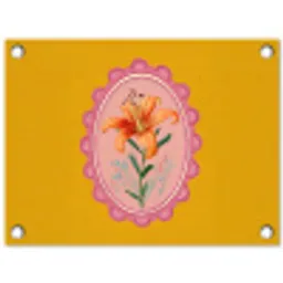 Lelie - Oranje - Lijst - Ovaal tuinposter los doek klein -3d