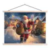 Kerstman - Dorp - Hert - Donker textielposter latten blank klein -3d