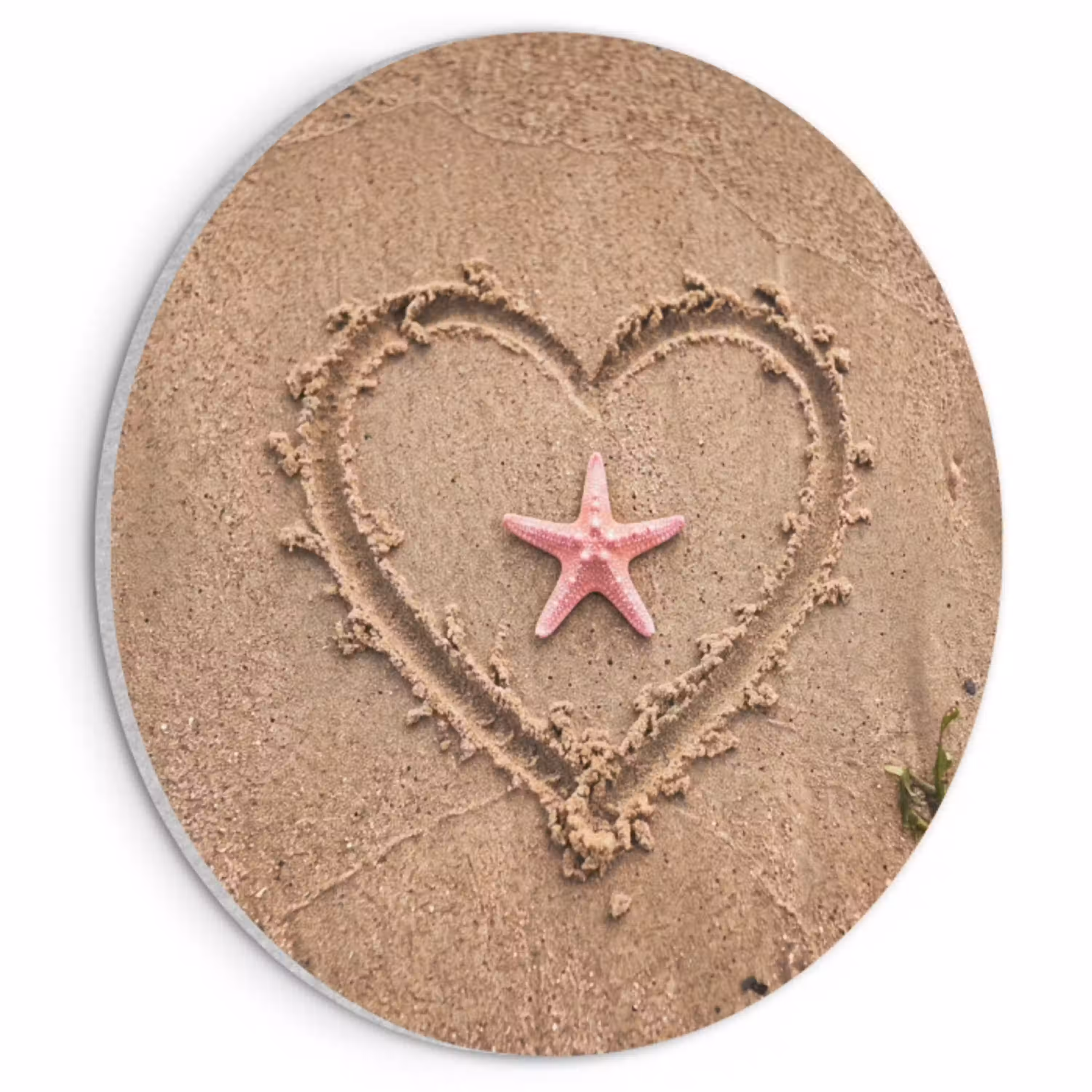 Dieren - Hart - Strand - Zand - Roze Akoestische PET Vilt - Rond klein -3d