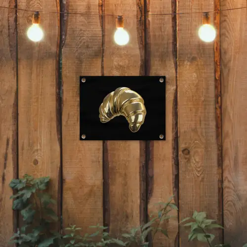 Croissant - Brood - Goud - Zwart tuinposter los doek klein -sfeer1