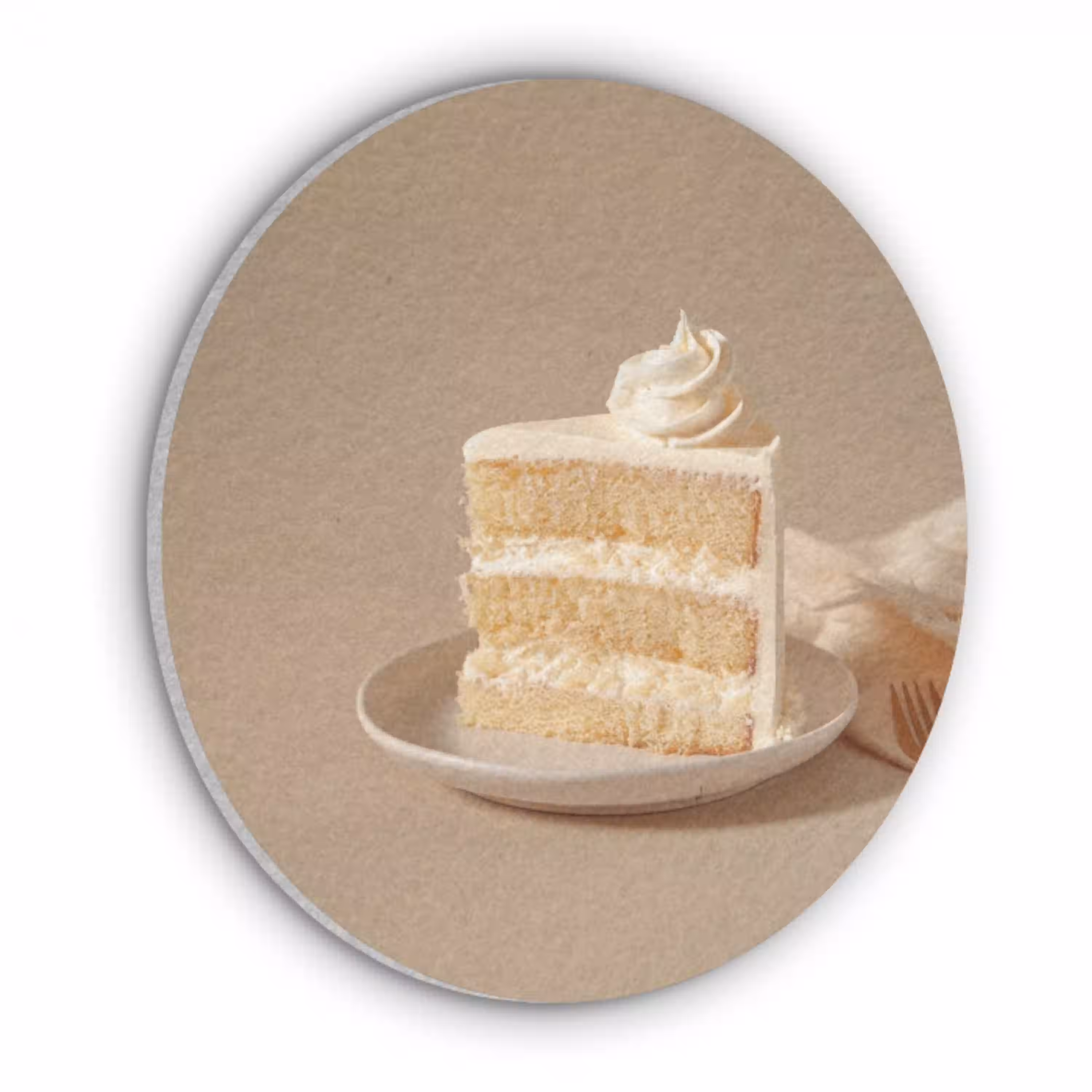 Vanilletaart - Cake - Romig Akoestische PET Vilt - Rond klein -3d