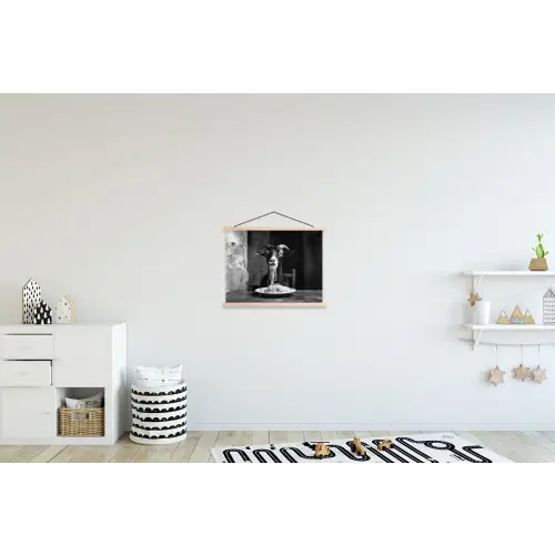 Geit - Bord - Spaghetti - Zwart Wit textielposter latten blank klein -kinderkamer