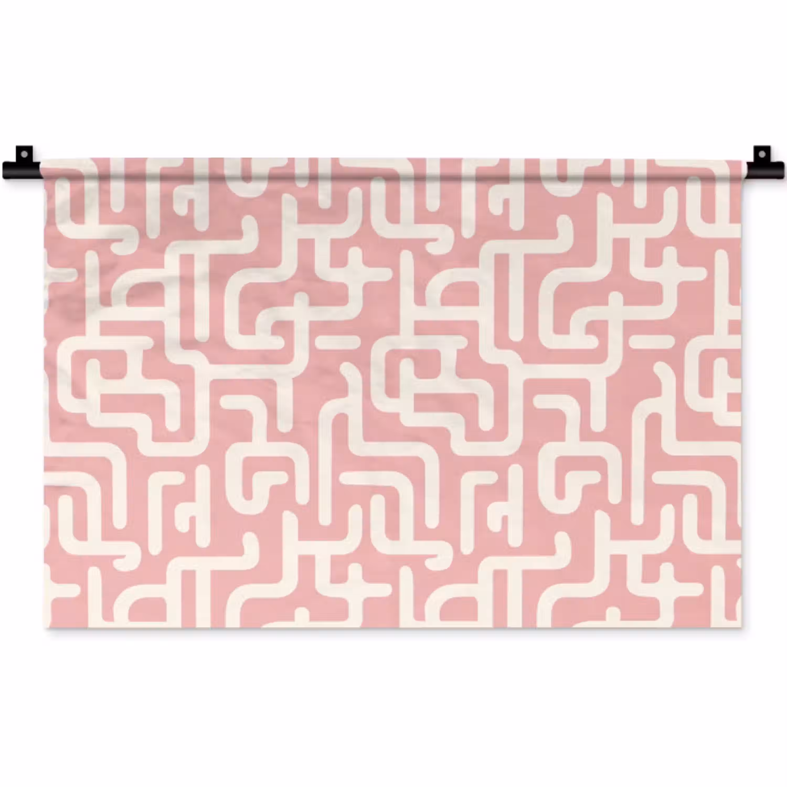 Doolhofpatroon - Roze - Wit - Abstract Wandkleed katoen klein 269 -zz3d