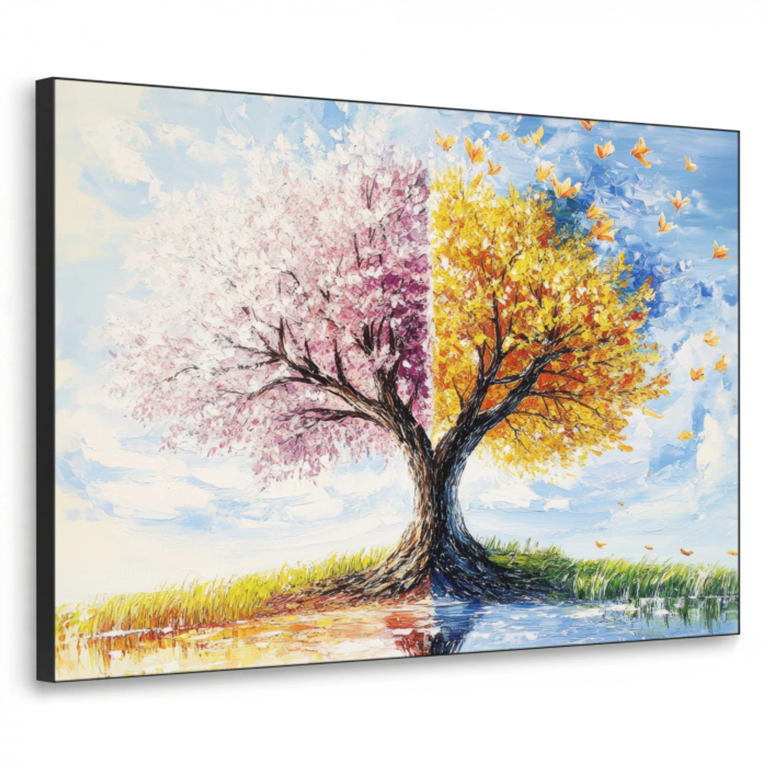 Boom - Kunst - Seizoenen - Lente - Herfst Textielframe - compleet frame klein -3d
