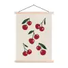 Kersen - Blaadjes - Rood textielposter latten blank klein -3d