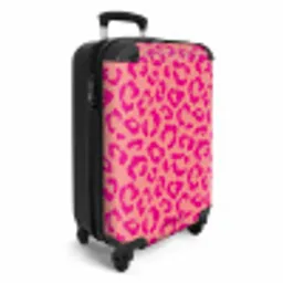 Dierenprints - Panterprint koffer in roze en koraalroze NBS - Handbagage koffer - Unisex middel -productfoto_3d