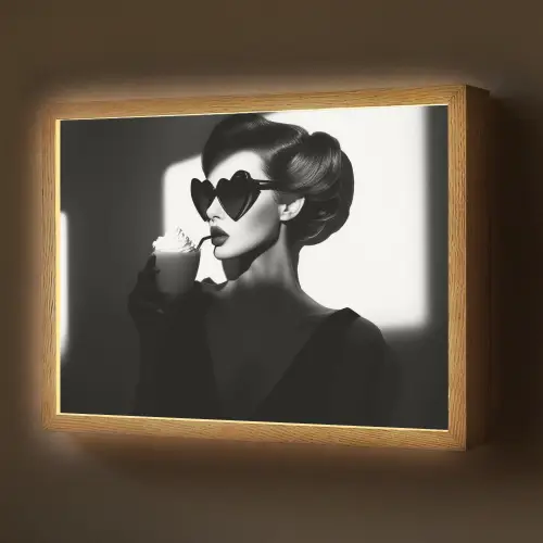 Vrouw - Zwart - Hart Light Box met batterij (Wandlamp) middel -z3d_website