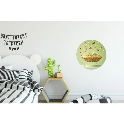 Pistache - Taart - Noten - Eten Wandcirkel aluminium klein -kinderkamer