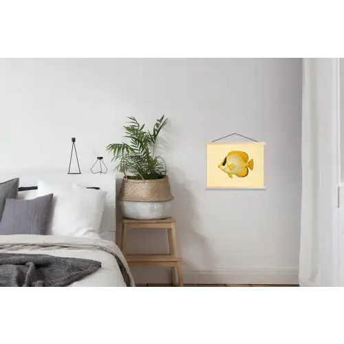 Ovaal - Vis - Geel - Schubben textielposter latten blank klein -woonkamer