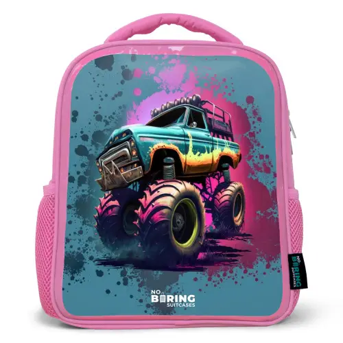 Monster Wheels Kinderrugzak - Roze middel -3d
