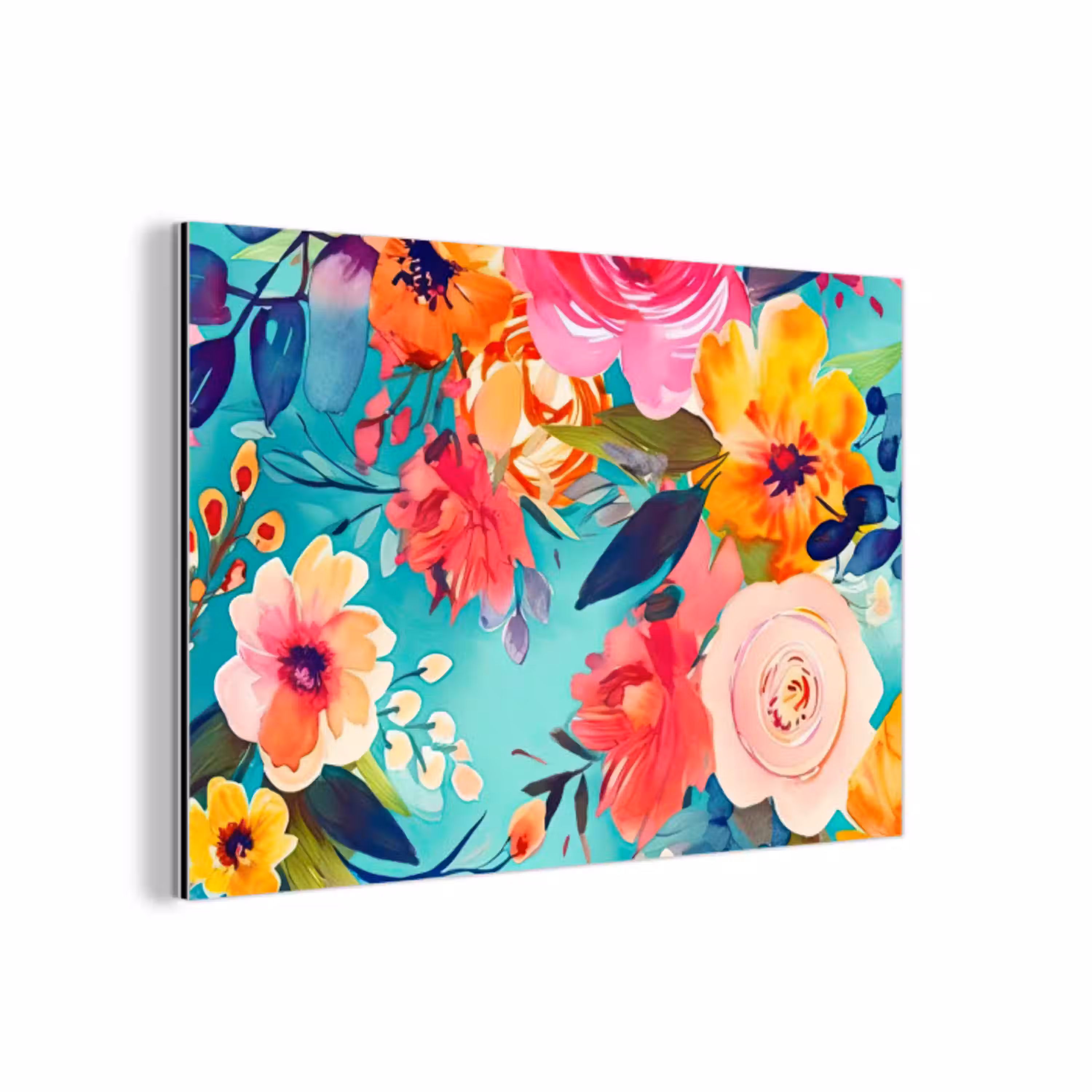 Bloemen - Olieverf - Kleurrijk - Natuur aluminium wit klein -3d