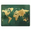 Wereldkaart - Groen - Goud muismat rubber klein -3d