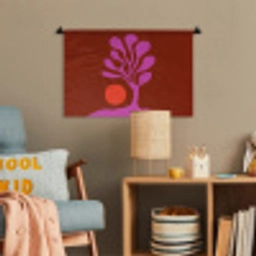 Boom - Paars - Cirkel - Vloeiend Wandkleed katoen klein -wsfeer4_kind