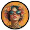 Vrouw - Bloemen - Aesthetic - Oranje Fotolijst rond zonder passe partout klein -3d