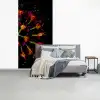 Bloemen - Oranje - Roze - Zwart fotobehang vinyl groot -slaapkamer