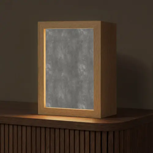 Donkergrijs - Ruw - Beton Light Box met kabel (Tafellamp) klein 925 -z3d_website