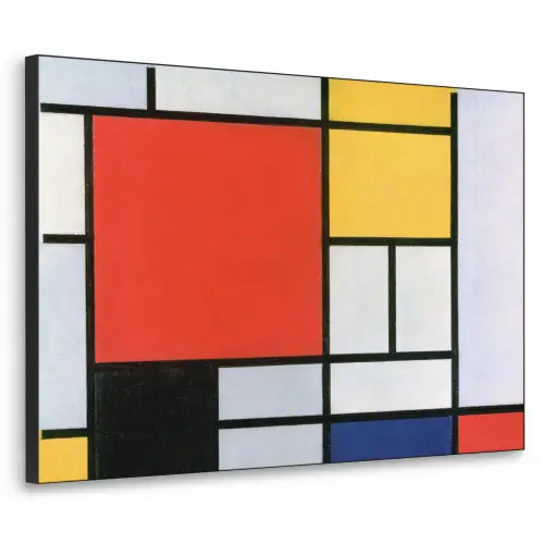 Kunst - Mondriaan - Oude meesters - Compositie 2 Textielframe zwart klein -3d