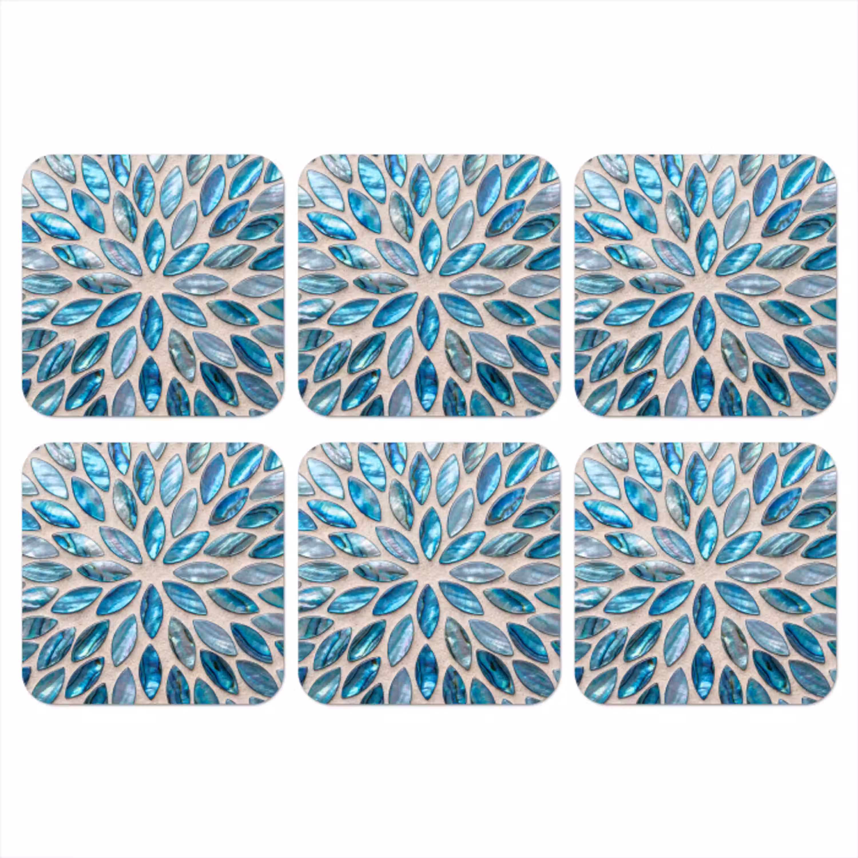 Patroon - Glans - Abstract - Blauw - Decoratie onderzetter kurk middel -3d