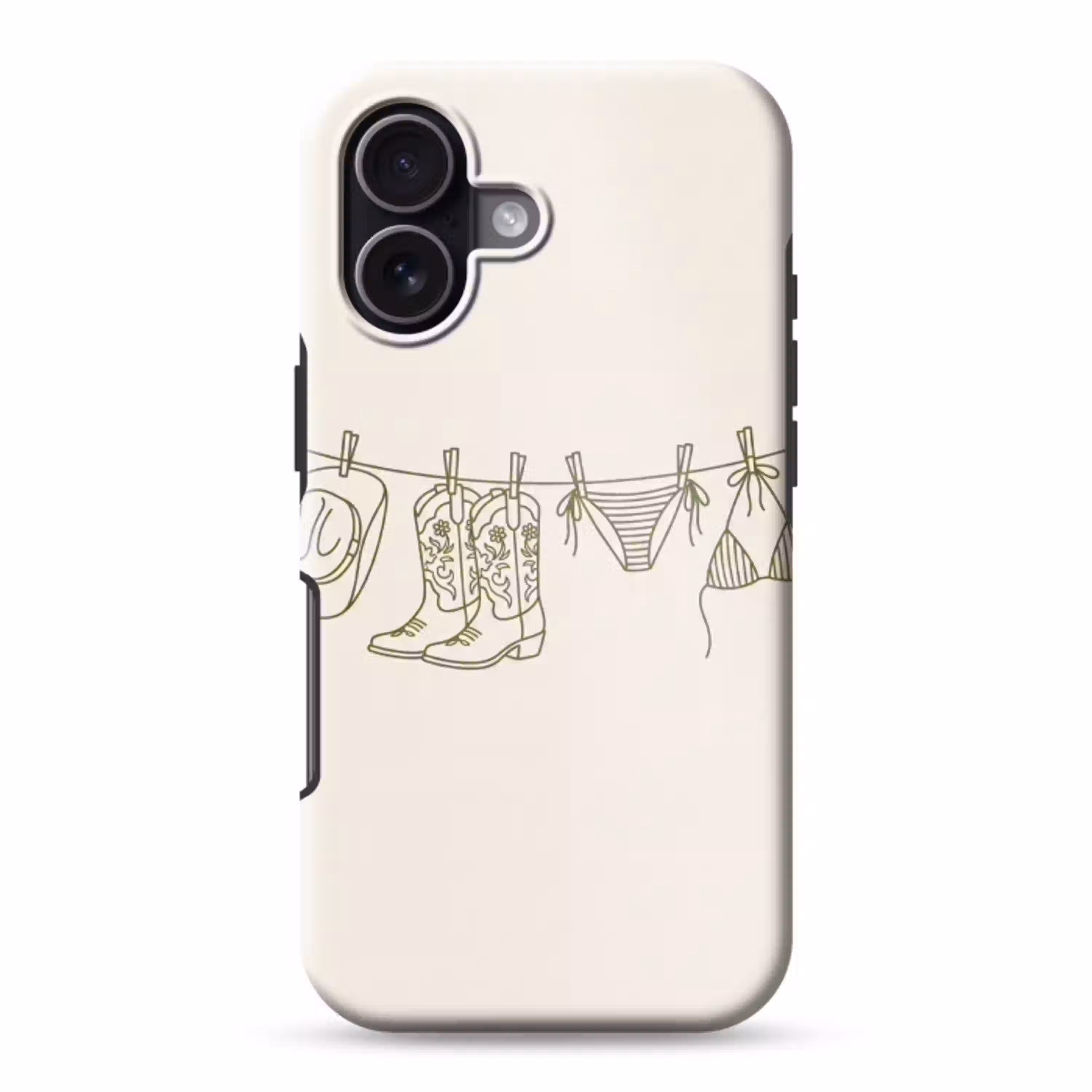 Kleding - Waslijn - Zomer - Lijntekening - Groen Toughcase MagSafe Apple iPhone 17 klein -3d