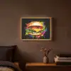 Hamburger - Graffiti - Verf - Kleurrijk - Eten - Abstract Light Box met batterij (Wandlamp) middel -sfeer4