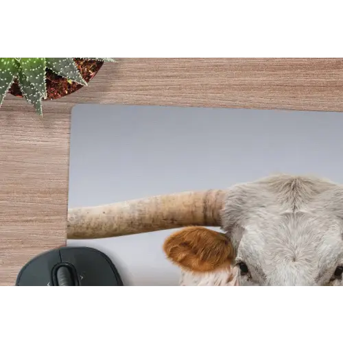Longhorn - Grasveld - Dier muismat rubber klein -closeup