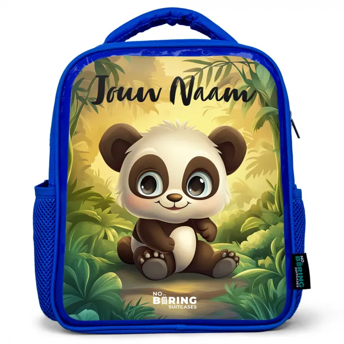 Panda - Bamboebos - Groen Kinderrugzak - Blauw middel -3d
