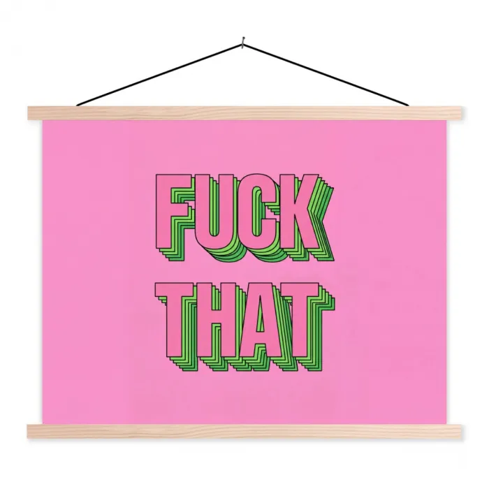 Tekst - Bold - Roze textielposter latten blank klein -3d