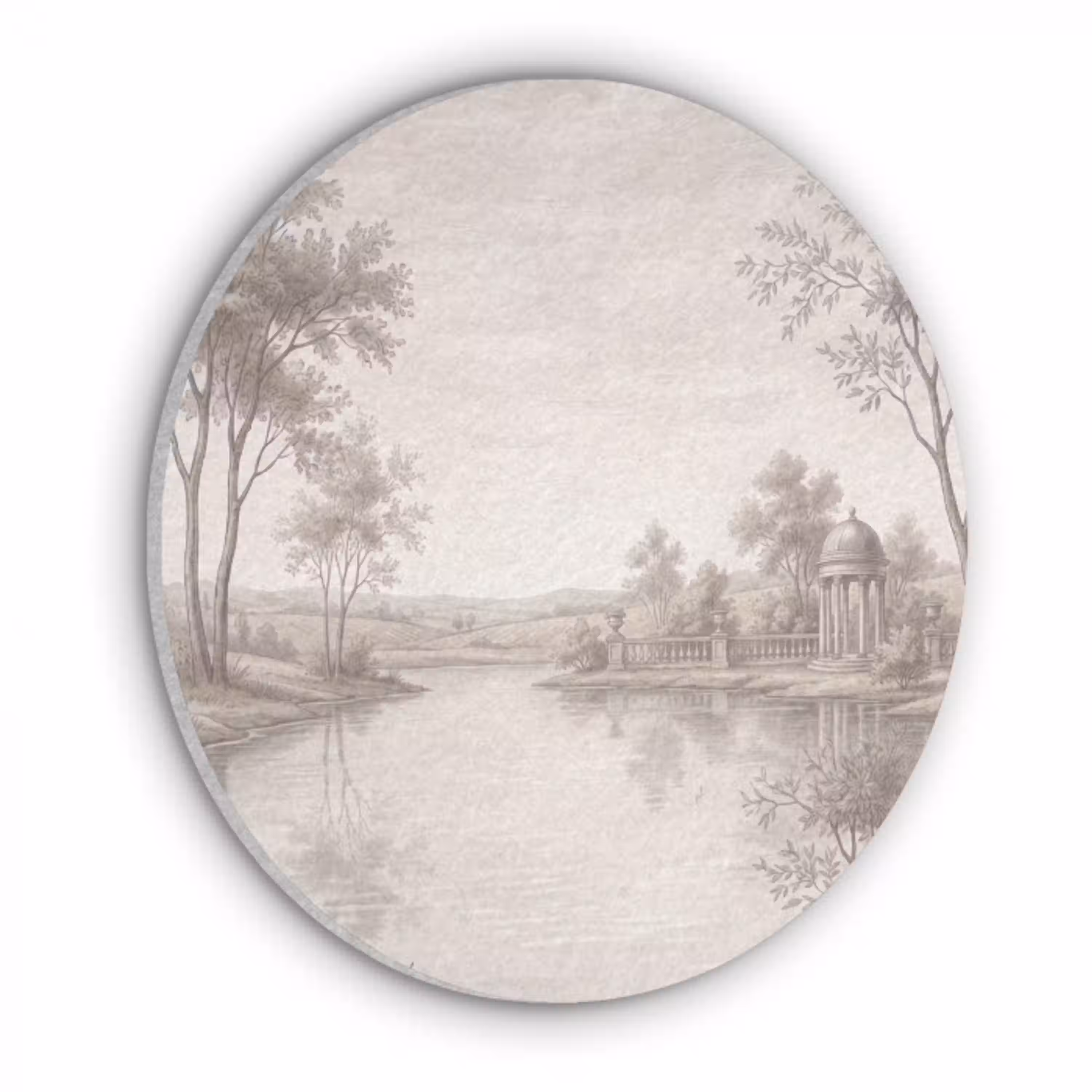 Terras - Water - Natuur - Landschap Akoestische PET Vilt - Rond klein -3d