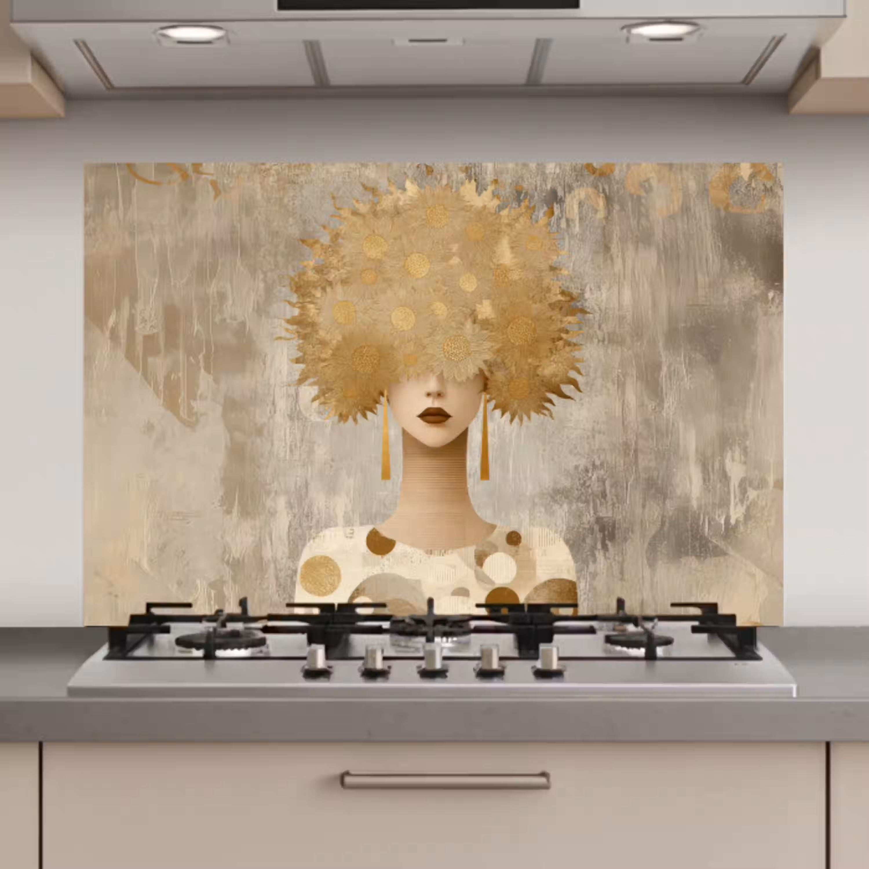 Goud - Portret - Vrouw keuken achterwand spatscherm klein -3d_website