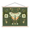 Bloemen - Bladeren - Olijfgroen - Vlinder textielposter latten blank klein -3d