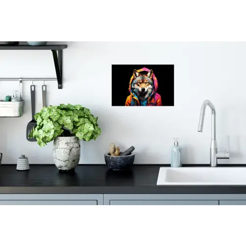Graffiti - Wolf - Jas - Zwart Muursticker klein -keuken