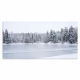 Meer - Dennen - IJs - Winter - Rustgevend Muismat XXL klein -3d_leeg