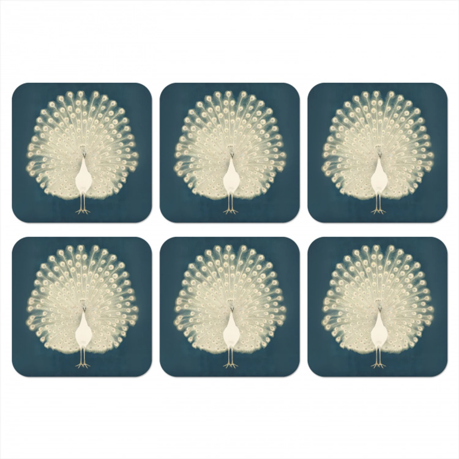 Vogel - Blauw - Vintage onderzetter kurk middel -3d