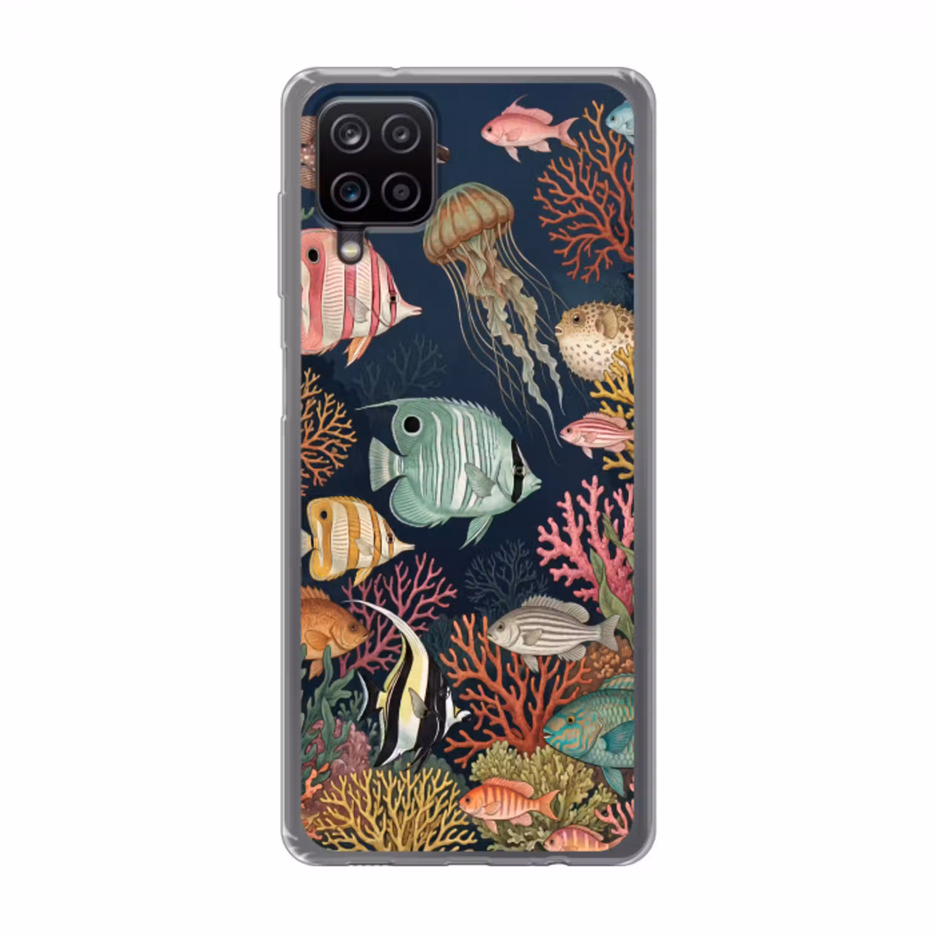 Onderwaterwereld - Vissen - Koraal - Illustratie - Kleurrijk Telefoonhoesje Samsung Galaxy A12 klein -3d