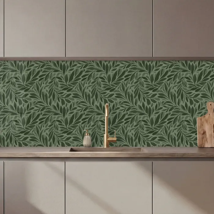 Bladeren - Organisch - Groen keuken achterwand 2 middel 871 zz_3dshopping