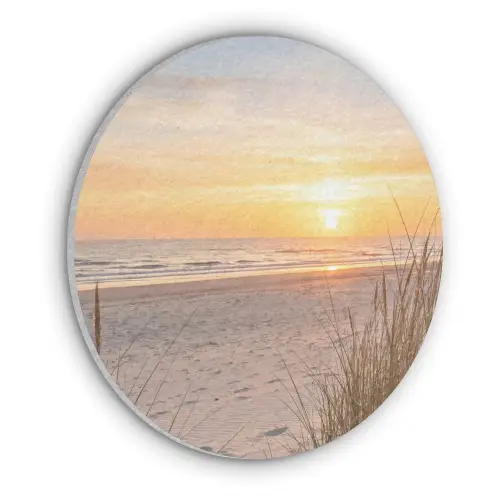 Zonsondergang - Duinen - Zee Akoestische PET Vilt - Rond klein -3d