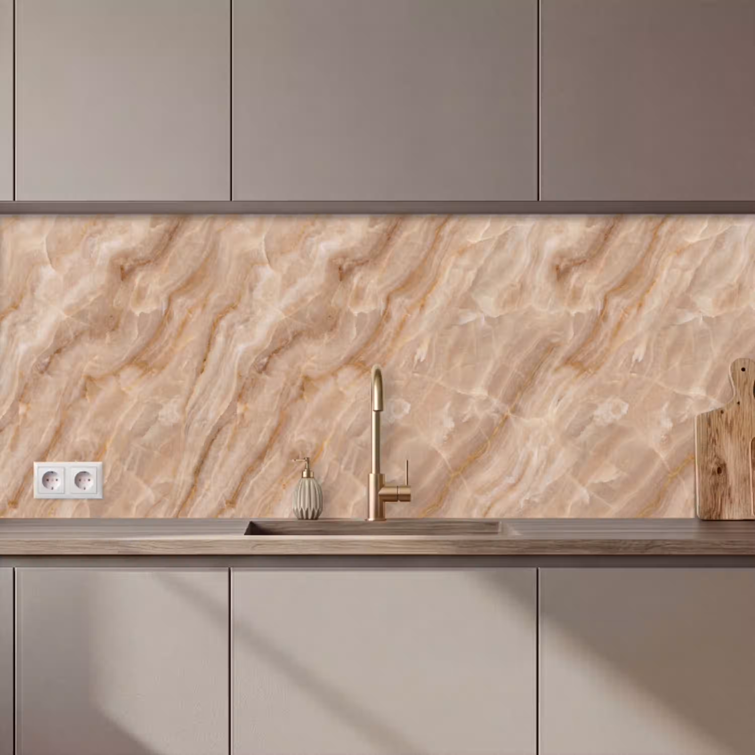 Steen - Ader - Natuur - Modern - Beige keuken achterwand 2 middel zz_3dshopping