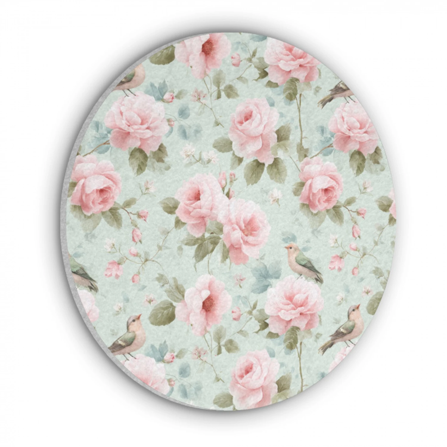 Rozen - Vogels - Pastel - Kleurrijk Akoestische PET Vilt - Rond klein 838 -3d