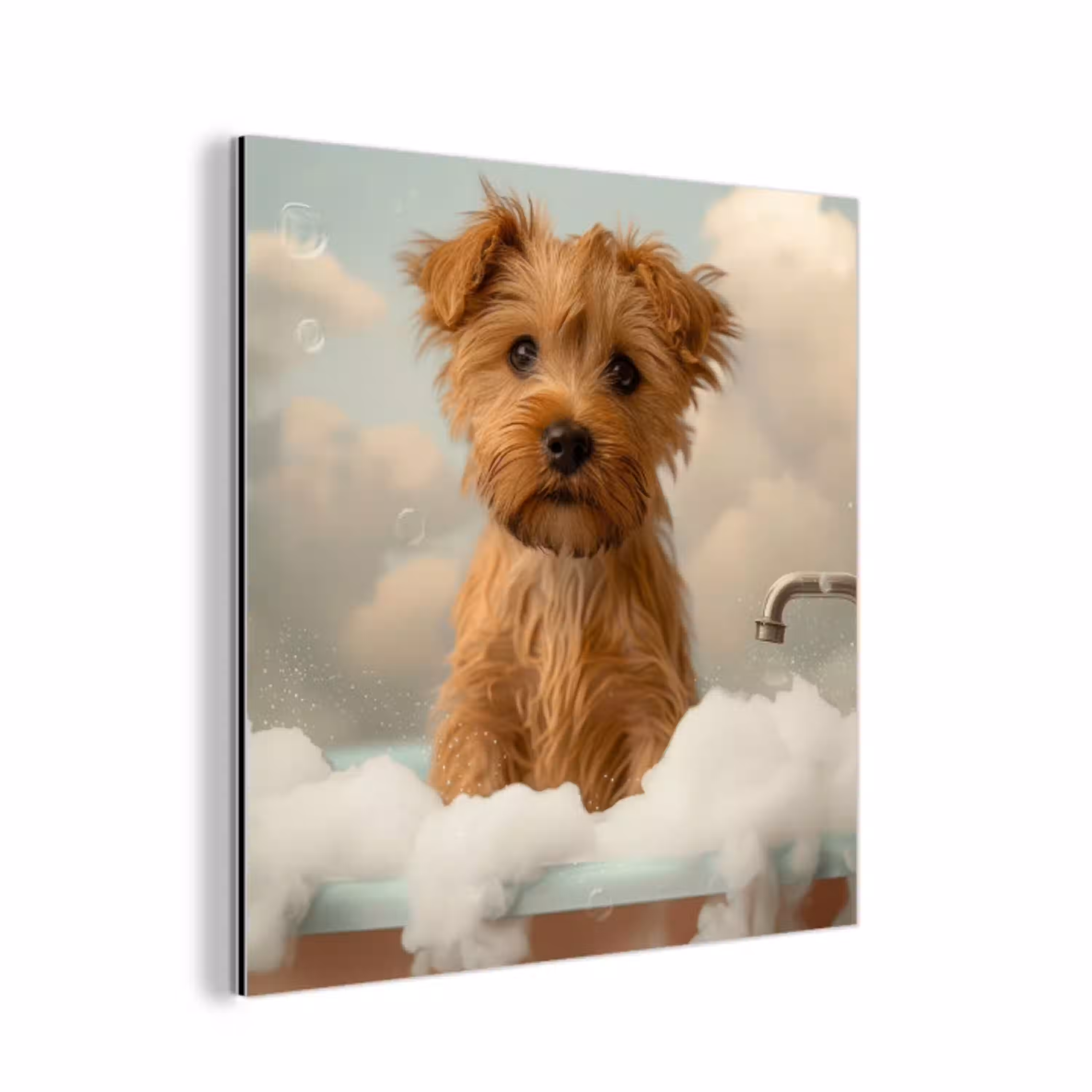 Hond - Bad - Dieren - Schuim aluminium wit klein -3d