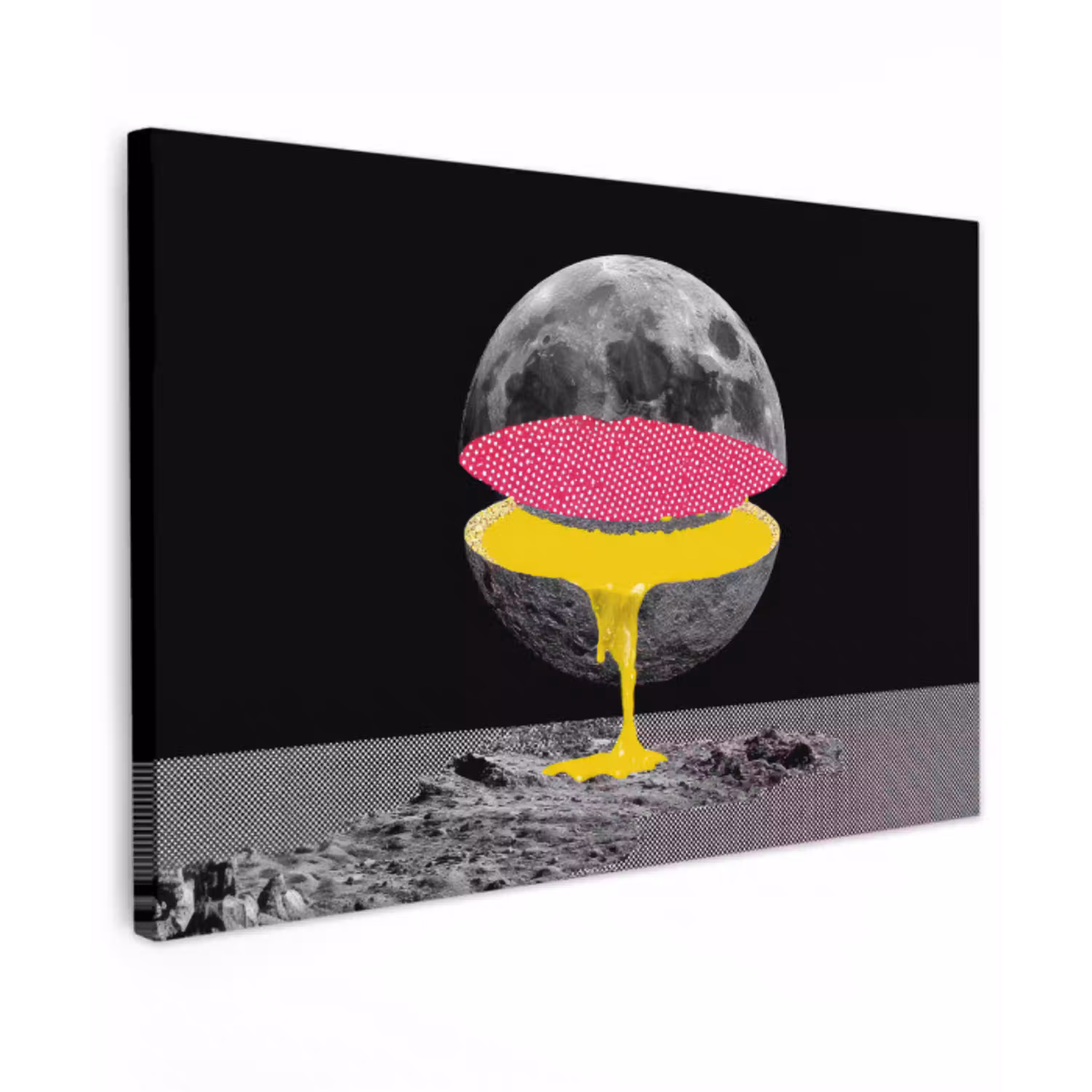 Maan - Geel - Roze - Zwart canvas 2cm klein -z3d