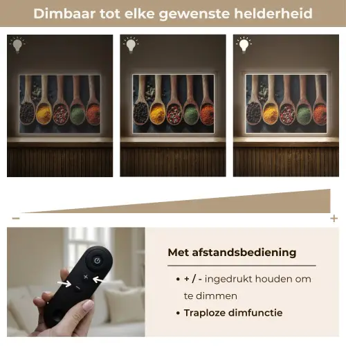 Houten - Lepels - Specerijen - Kruiden Light Box met batterij (Wandlamp) middel -USP_dimbaarNL