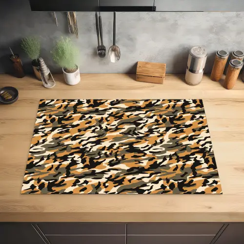 Camouflage - Aardetinten - Patroon Inductie beschermer vinyl 3mm klein 276 -sfeer5
