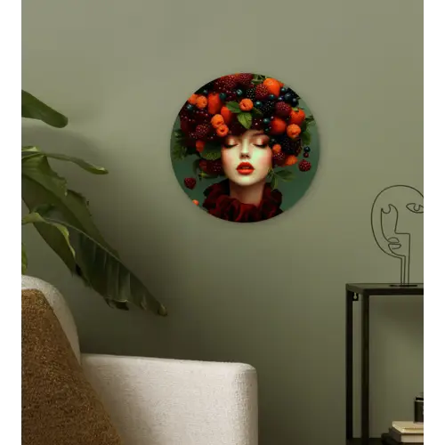 Vrouw - Aardbeien - Frambozen - Bramen - Bessen Wandcirkel plexiglas klein -sfeer3