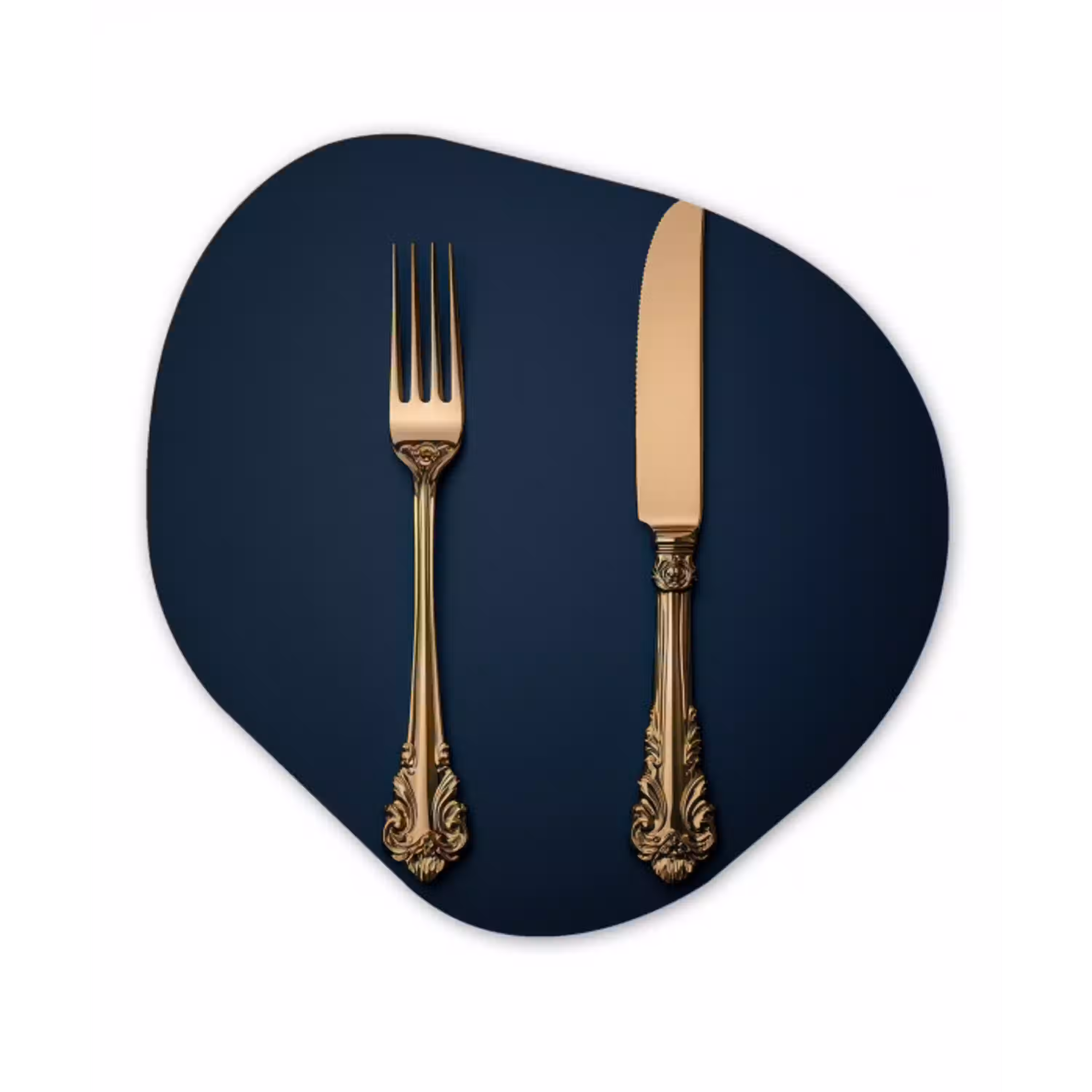 Bestek - Donkerblauw - Goud Wandcirkel Organisch Forex 3mm klein -3d