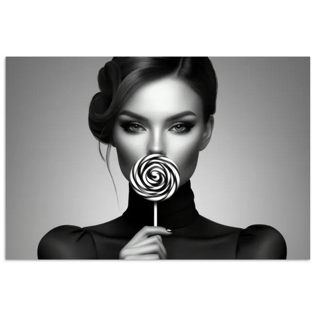 Poster - Vrouw - Lolly - Zwart