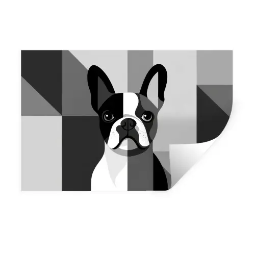 Buldog - Zwart - Abstract - Vlakken Muursticker klein -3d
