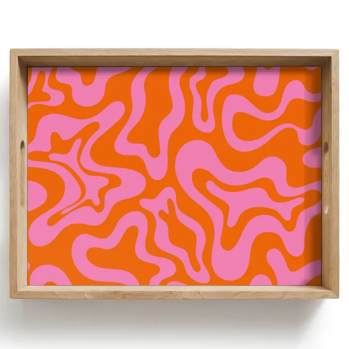 Patroon - Roze - Oranje - Abstract - Modern Dienblad Rechthoek middel -z3d_shopping