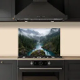 Waterval - Bomen - Bergen keuken achterwand spatscherm klein -sfeer1